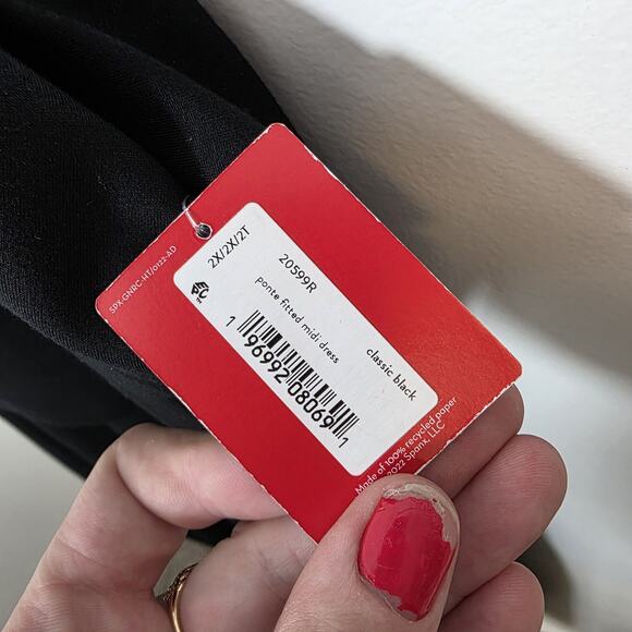 NEW Spanx Black Ponte Overlay Sleeveless Classic Fitted Midi Dress Size 2X - Picture 6 of 11